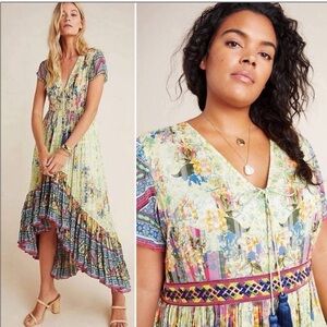 From Anthropologie Floral Multicolor Maxi Dress Suze 14